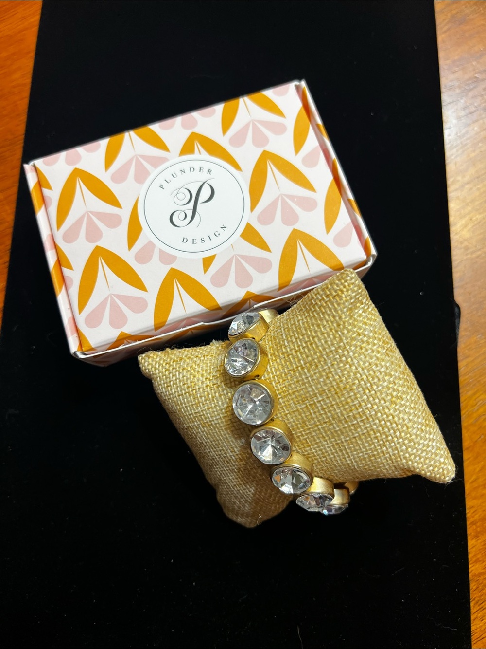 Plunder Gold Tone Bracelet with Clear Crystal Accents